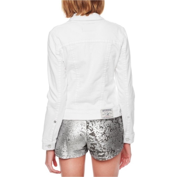 New! True Religion White Trucker Denim Jacket - Picture 2 of 8